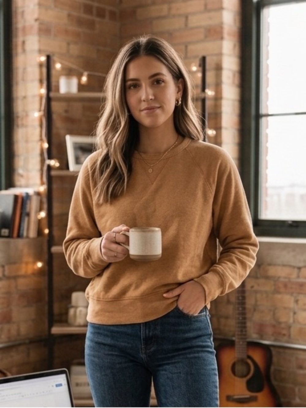 Madewell Women’s  Crewneck Sweater - Mustard Brown; Size Medium